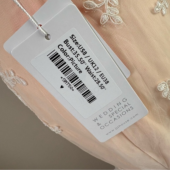 NWT JJ’s House Trumpet/Mermaid Scoop Floor Length Tulle Lace Wedding Dress Sz 8 - Picture 12 of 16